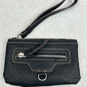 Nine West Black Pebbled Leather Wristlet